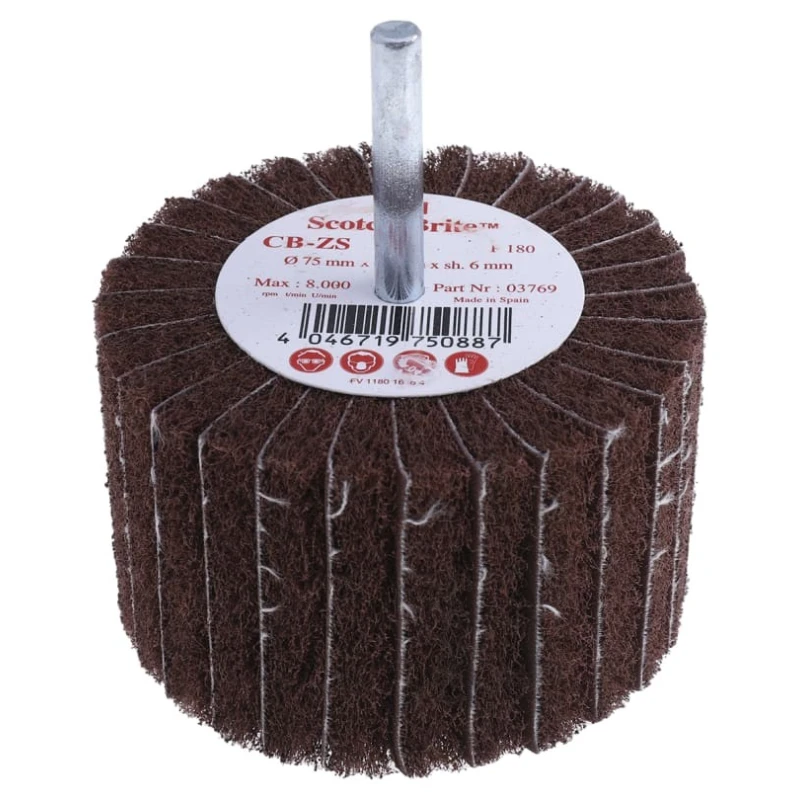 3M Abrasive Brush 75 mm Diameter, 6 mm Shank, Maximum Safe Speed 7500rpm CB-ZS*/3M450 (COMBI) 17186