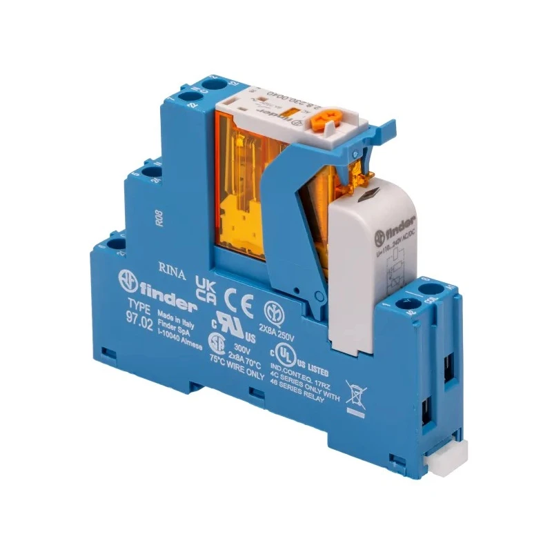 Finder 4C Series Interface Relay, DIN Rail Mount, 230V AC Coil, DPDT Contact, 5mA Coil Current 4C.02.8.230.0060SPA