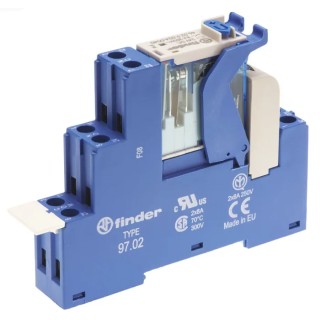 Finder 4C Series Interface Relay DPDT 24V DC Coil Voltage 8A Switching Current DIN Rail Mount 4C.02.9.024.0050SPA