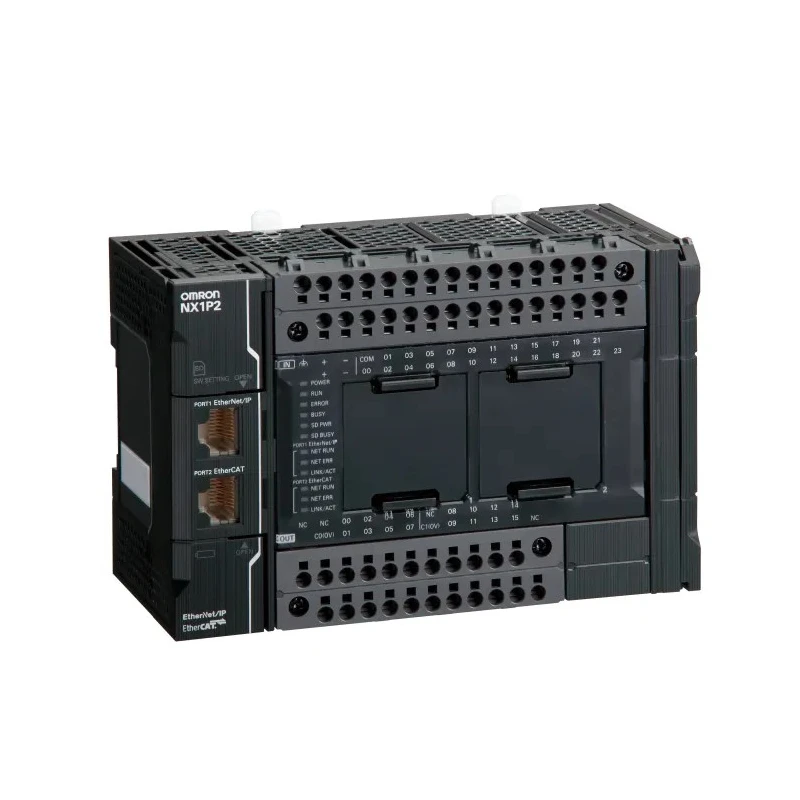 Omron NX1P Series PLC CPU, 24 DC Inputs, 16 PNP Outputs, Ethernet RJ45, Ladder Logic Programming 