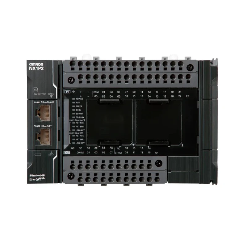 Omron NX1P Series PLC CPU, 24 DC Inputs, 16 PNP Outputs, Ethernet RJ45, Ladder Logic Programming 