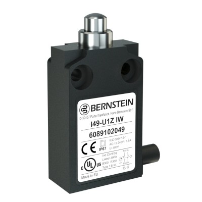 Bernstein Safety I49 Series Plunger Limit Switch DPST 10A 250V AC IP67 Plastic Housing 6089102049