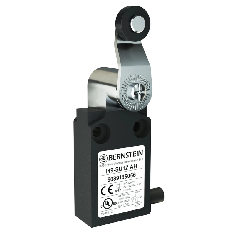 Bernstein AG I49 Series Plunger Roller Lever Limit Switch, 1 NO/1 NC, IP67, Plastic Housing, 250V AC, 10A IP67