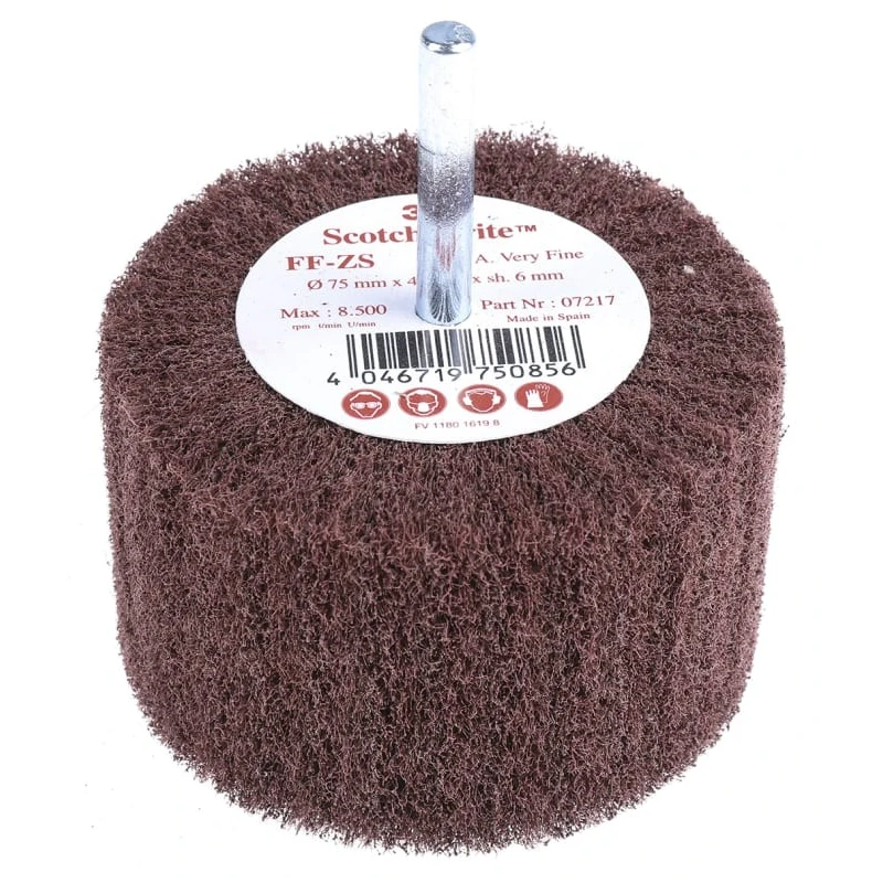 3M Circular Abrasive Brush 75 mm Diameter, P80 Grit, 0.25 in Shank Size, Max 8500 rpm FF-ZS 07217