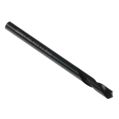 Dormer High Speed Steel-E Drill Bit 55mm Overall, 4mm Shank, 1 Flute, Neutral Cutting Direction, Bright Finish, Pack A1234.0