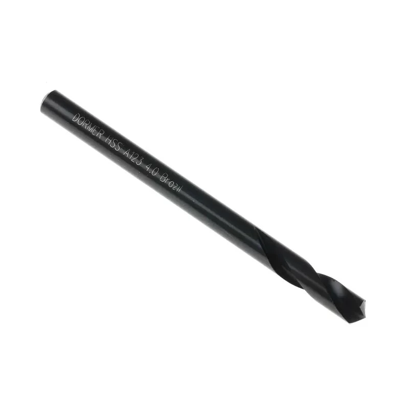 Dormer High Speed Steel-E Drill Bit 55mm Overall, 4mm Shank, 1 Flute, Neutral Cutting Direction, Bright Finish, Pack A1234.0