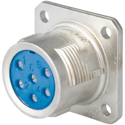 Jaeger Circular Connector, 8 Contacts, Panel Mount, Female, Standard Size, IP50/IP54, MIL-DTL-5015, Silver 5366 080 06