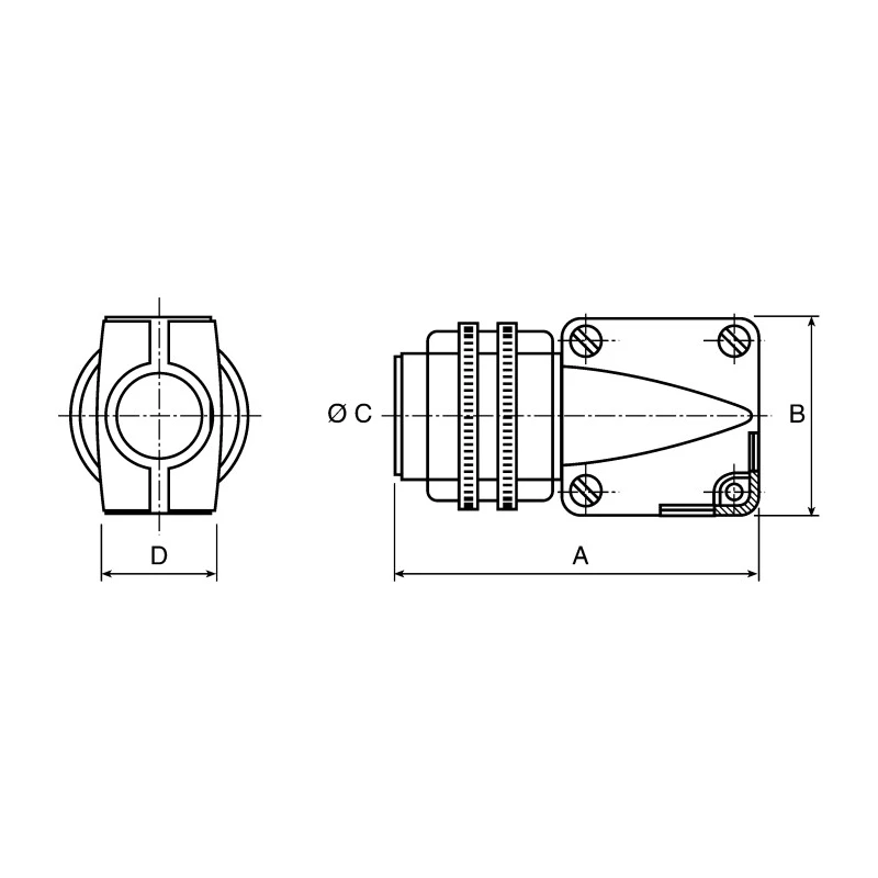 Jaeger Circular Connector, 4 Contacts, Cable Mount, Standard Size, Female Contact, 50A Current, IP50/IP54, Gold 5307 550 06