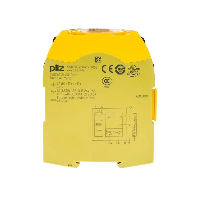 Pilz PNOZ s1 24V DC Safety Relay with 2 Safety Contacts 2NO, DIN Rail Mount 2W Power Consumption 750101