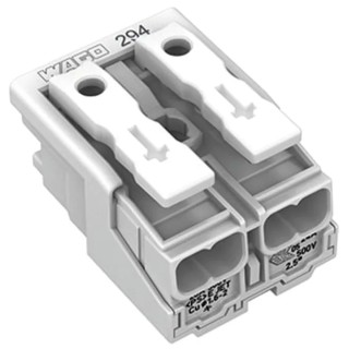 WAGO 294 Series Snap-in Power Supply Connector Female Push-in 2-Pole 24A 500V 294-5002
