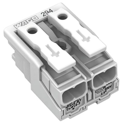 WAGO 294 Series Snap-in Power Supply Connector Female Push-in 2-Pole 24A 500V 294-5002