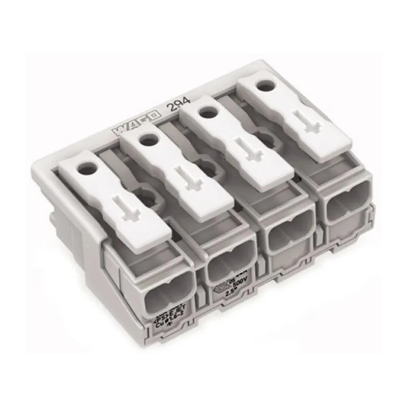 WAGO 294 Series Snap-in Power Supply Connector Female Push-in 4-Pole 24A 500V 4-Way 294-5004