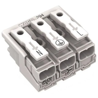 WAGO 294 Series Snap-in Power Supply Connector Female Push-in 3-Pole 24A 500V 294-5013