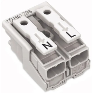 WAGO 294 Series Snap-in Power Supply Connector Female Push-in 2-Pole 24A 500V 294-5012