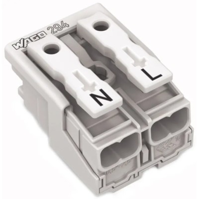 WAGO 294 Series Snap-in Power Supply Connector Female Push-in 2-Pole 24A 500V 294-5012
