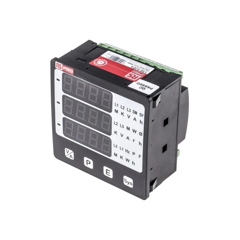 RS PRO LED Digital Panel Multifunction Meter for Active, AC Current, Frequency, Power, AC Voltage Energy 92 mm x 92 136-5384