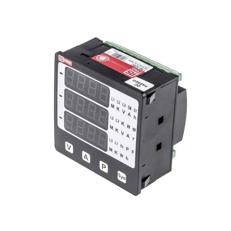 RS Pro LED Digital Panel Multifunction Meter for Frequency, Voltage, Power, Current, 92 mm x 92 mm 136-5382