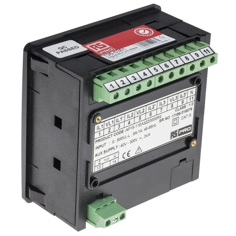 RS Pro Digital Panel Multifunction Meter Power Voltage Frequency Current LED Display 92mm x 92mm 136-5381