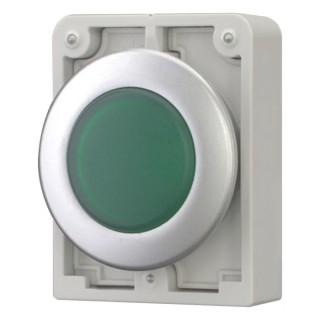 Eaton Green Pilot Light, 30 mm Cutout Diameter, Panel Mount, IP67 Rated, Metal Bezel RMQ Titan M30 Series 183283 M30C-FL-G