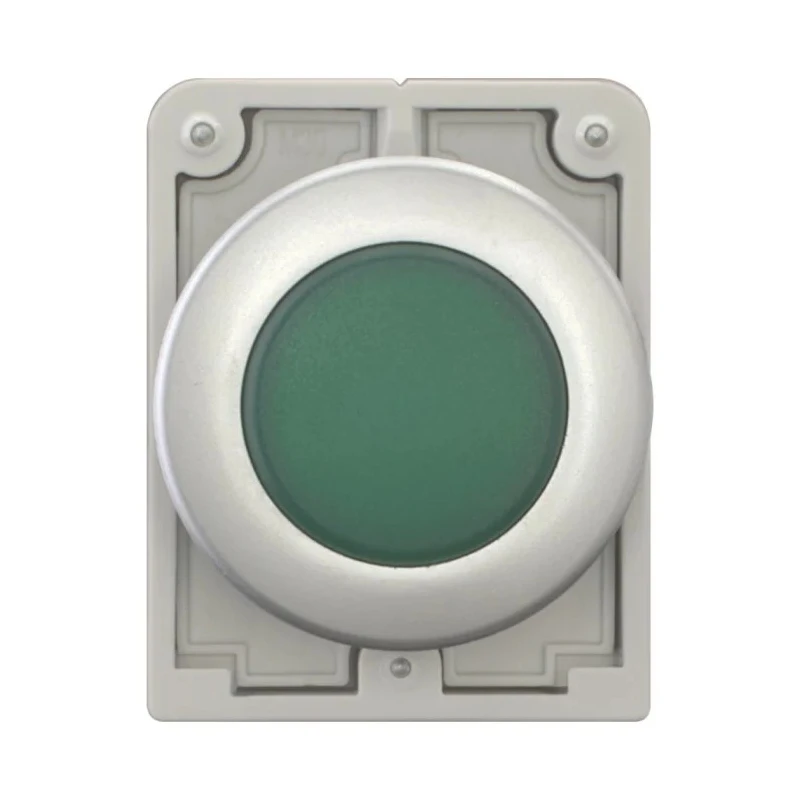 Eaton Green Pilot Light, 30 mm Cutout Diameter, Panel Mount, IP67 Rated, Metal Bezel RMQ Titan M30 Series 183283 M30C-FL-G