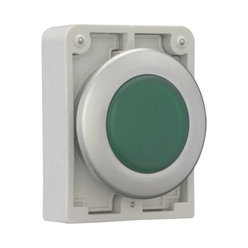 Eaton Green Pilot Light, 30 mm Cutout Diameter, Panel Mount, IP67 Rated, Metal Bezel RMQ Titan M30 Series 183283 M30C-FL-G