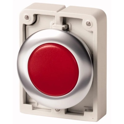 Eaton Red Pilot Light, 30 mm Cutout, Round Shape, Metal Bezel, IP67 Rated, Panel Mount RMQ Titan M30 Series 183282 M30C-FL-R