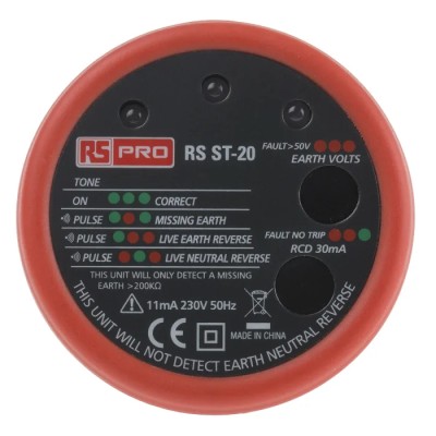 RS PRO Socket Tester 30mA 230V AC Electrical Wiring Tester RS ST20