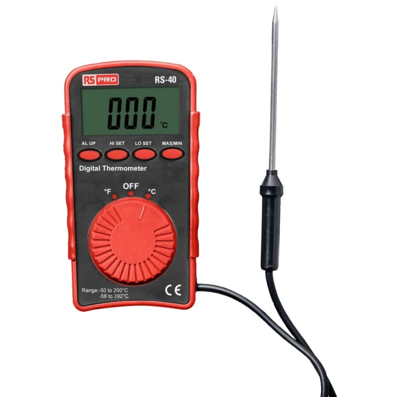 RS PRO Pocket Digital Thermometer 1 Input, 200°C Max, ±2°C ±4°F Accuracy RS40