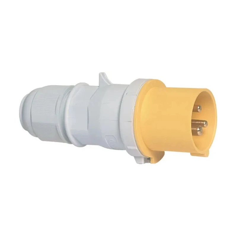 Bals Industrial Power Connector IP44 Yellow Cable Mount 2P+PE 16A 110V Straight Quick-Connect 
