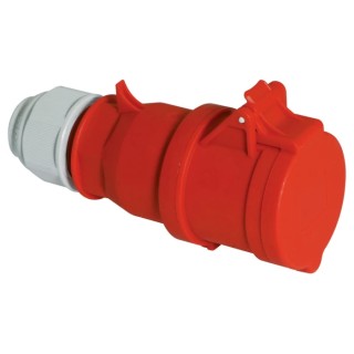 Bals Industrial Power Connector 32A 415V IP44 Red Cable Mount Spring Terminal 3P+PE IP44 