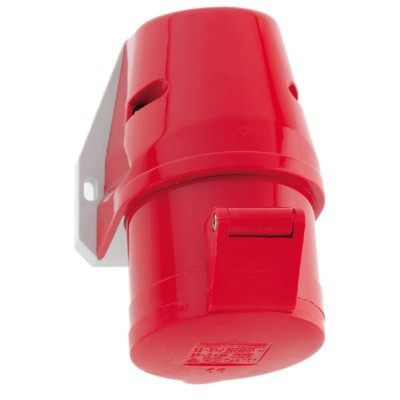 Bals Wall Mount Industrial Power Connector, 32A, 415V, IP44, Polyamide, Spring Terminal, Red, 3P+N+PE IP44