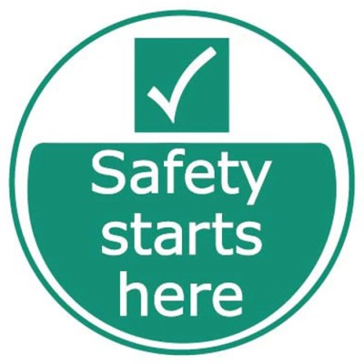 RS PRO Vinyl Hazard & Warning Label Safety Starts Here English 50mm Height 5mm Width 136-6411