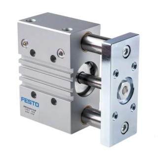 Festo Pneumatic Guided Cylinder DFM Series 63mm Bore, 50mm Stroke, Double Acting, Through Hole Mount DFM-63-50-P-A-GF