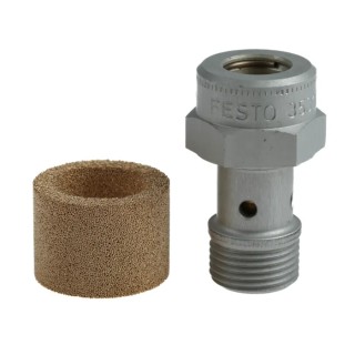 Festo Pneumatic Quick Exhaust Valve with Built-in Silencer, Brass, Male Threaded Connection G3/8, 10 Bar Maximum GRE-3/8