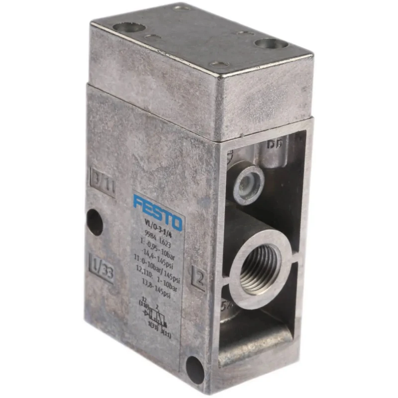 Festo Pneumatic Solenoid Valve 3/2 NC, Threaded Port G 1/4, Aluminium Body, 10 bar Pressure VL/O-3-1/4