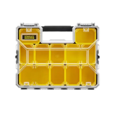 Stanley Adjustable Compartments 10 Cell Yellow, Black Polycarbonate Metal Compartment Box 446 mm x 432 mm x 640 mm 1-97-517