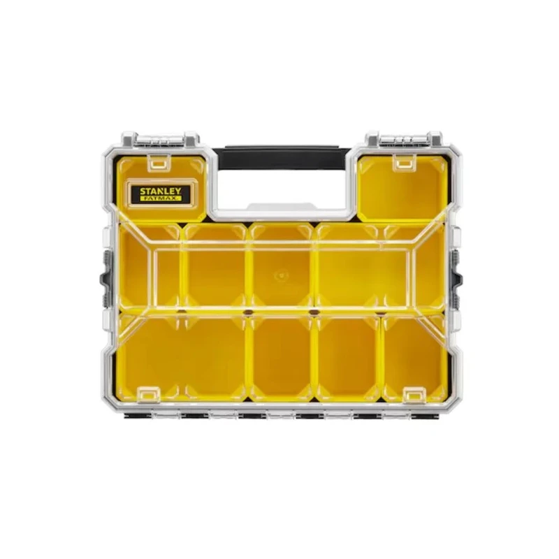 Stanley Adjustable Compartments 10 Cell Yellow, Black Polycarbonate Metal Compartment Box 446 mm x 432 mm x 640 mm 1-97-517