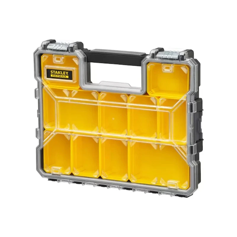 Stanley Adjustable Compartments 10 Cell Yellow, Black Polycarbonate Metal Compartment Box 446 mm x 432 mm x 640 mm 1-97-517
