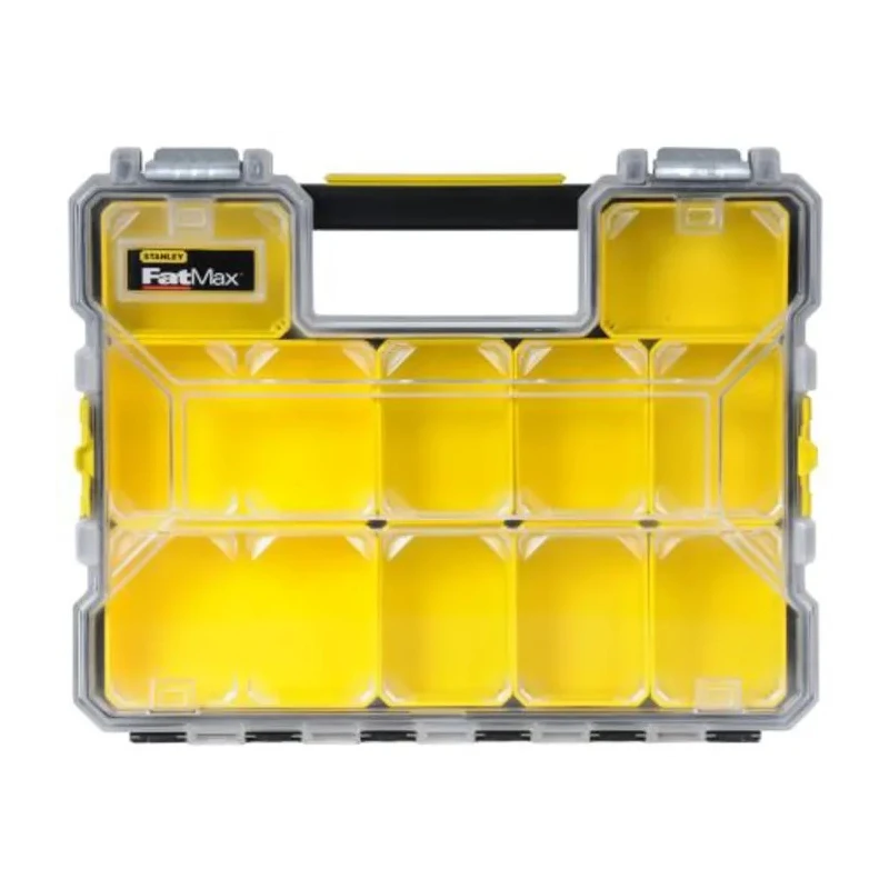 Stanley Adjustable Compartments 10 Cell Yellow, Black Polycarbonate Metal Compartment Box 446 mm x 432 mm x 640 mm 1-97-517