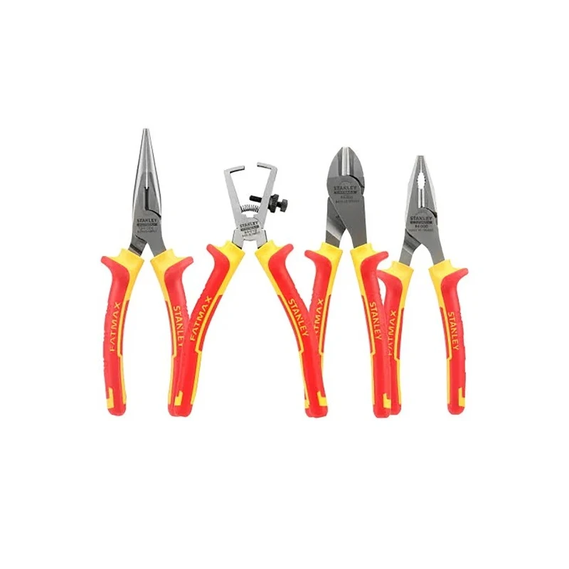 Stanley 4-Piece VDE Plier Set Combination, Diagonal, Half Round Nose, Wire Strippers 4-84-489