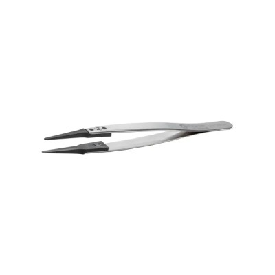 ideal-tek 130mm Stainless Steel, Carbon Fibre, Polyetheretherketone Fine, Straight, Flat, Round ESD Safe Tweezer 242CPR.SA.1