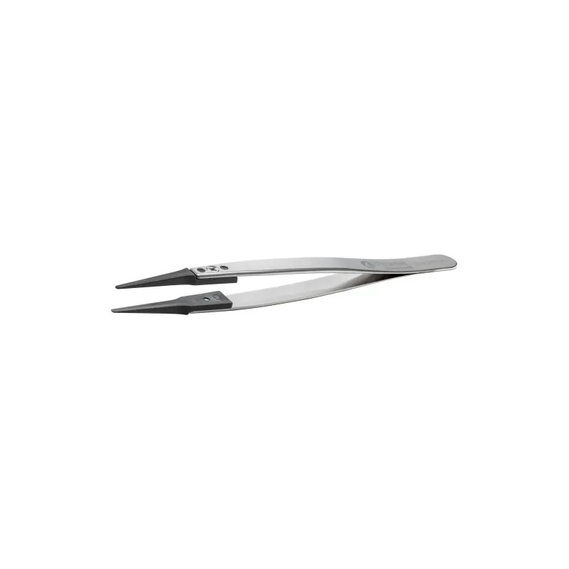 ideal-tek 130mm Stainless Steel, Carbon Fibre, Polyetheretherketone Fine, Straight, Flat, Round ESD Safe Tweezer 242CPR.SA.1