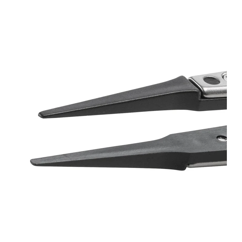 ideal-tek 130mm Stainless Steel, Carbon Fibre, Polyetheretherketone Fine, Straight, Flat, Round ESD Safe Tweezer 242CPR.SA.1
