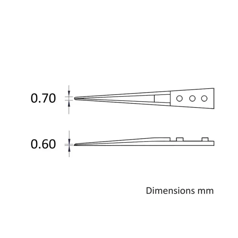 ideal-tek 45mm Zirconia Toughened Aluminium Fine Straight Bevel ESD Safe Tweezer Tips A71MZ