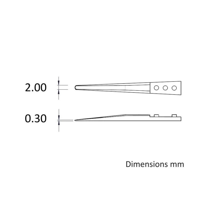 ideal-tek 50mm Zirconia Toughened Aluminium Flat, Straight, Fine, Round Tweezer Tips A2AMZ