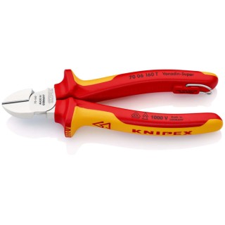 Knipex 160mm VDE/1000V Approved Bevel Cable Cutter with Vanadium Electric Steel Jaws 70 06 160 T