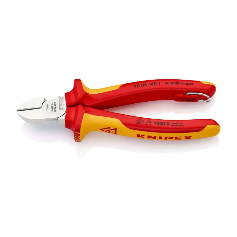 Knipex 160mm VDE/1000V Approved Bevel Cable Cutter with Vanadium Electric Steel Jaws 70 06 160 T
