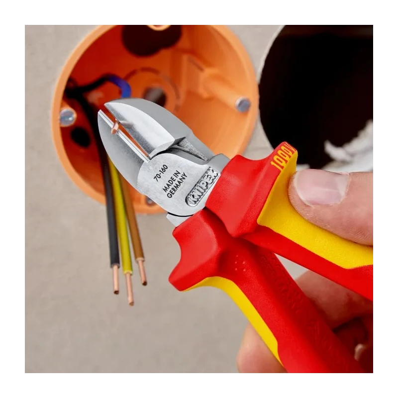 Knipex 160mm VDE/1000V Approved Bevel Cable Cutter with Vanadium Electric Steel Jaws 70 06 160 T
