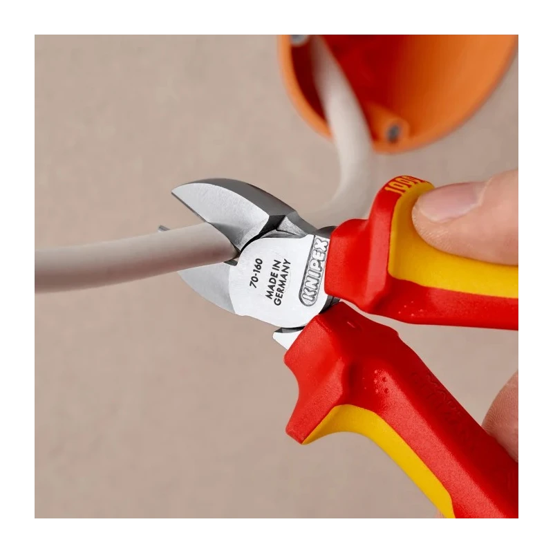 Knipex 160mm VDE/1000V Approved Bevel Cable Cutter with Vanadium Electric Steel Jaws 70 06 160 T