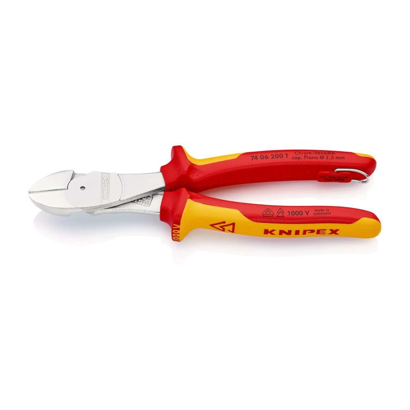 Knipex VDE 1000V Approved Bevel Side Cutter Diagonal Cutter 200mm 4.2mm Cutting Capacity 74 06 200 T